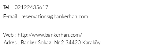 Bankerhan Hotel telefon numaralar, faks, e-mail, posta adresi ve iletiim bilgileri